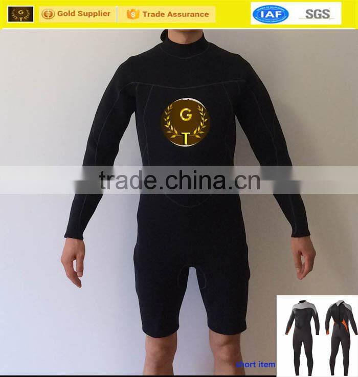 Good quality neoprene wetsuit with chest zipper with brand logo