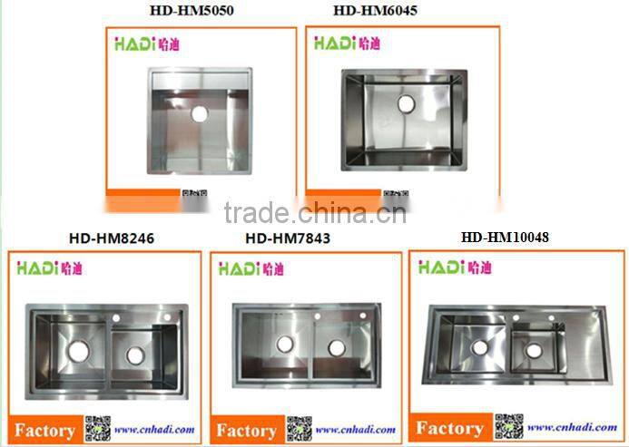 Square single bowl sinks stainless steel brushed handmade kitchen sink HD-HM5050