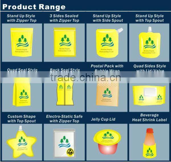 Custom printed standed laundry detergent powder bag with side spout