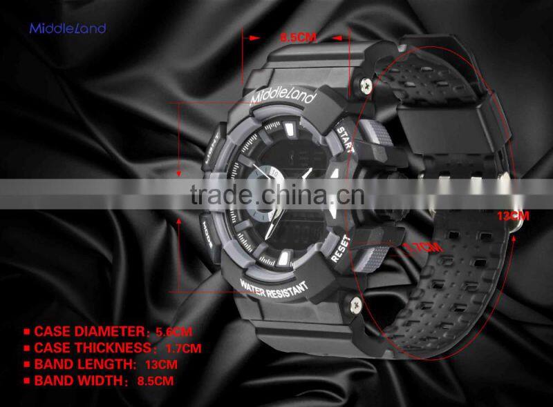 Custom logo man MIDDLELAND watch with changeable coloful ABS plastic strap digital LED sport watch