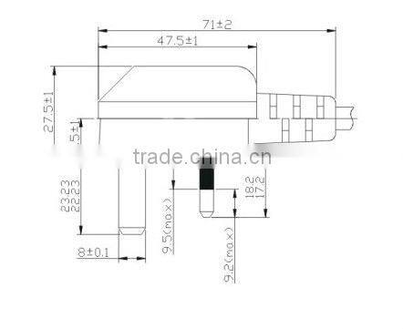 3 Pins U.K. 6v ac dc plug power adapter