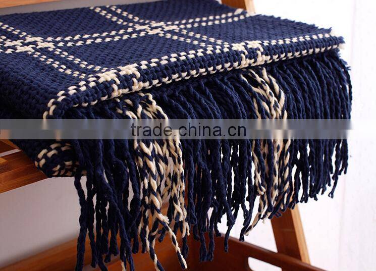 New Model Autumn Winter long Tassel Fringe Checked Plaid Blanket Shawl