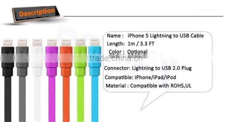 Flat Round MFI Certificated Wholesale USB Charger Cable for IOS