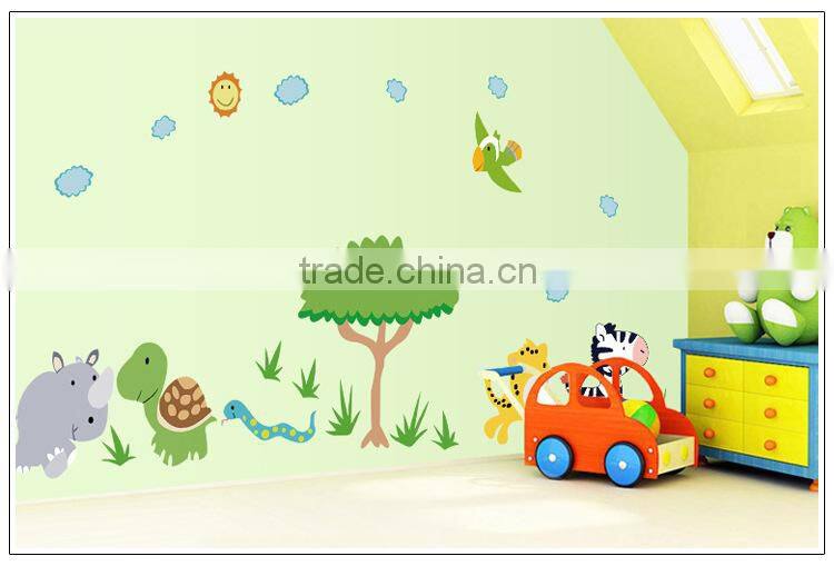 Happy Jungle animal Wall decal Removable stickers kids Baby nursery decor art