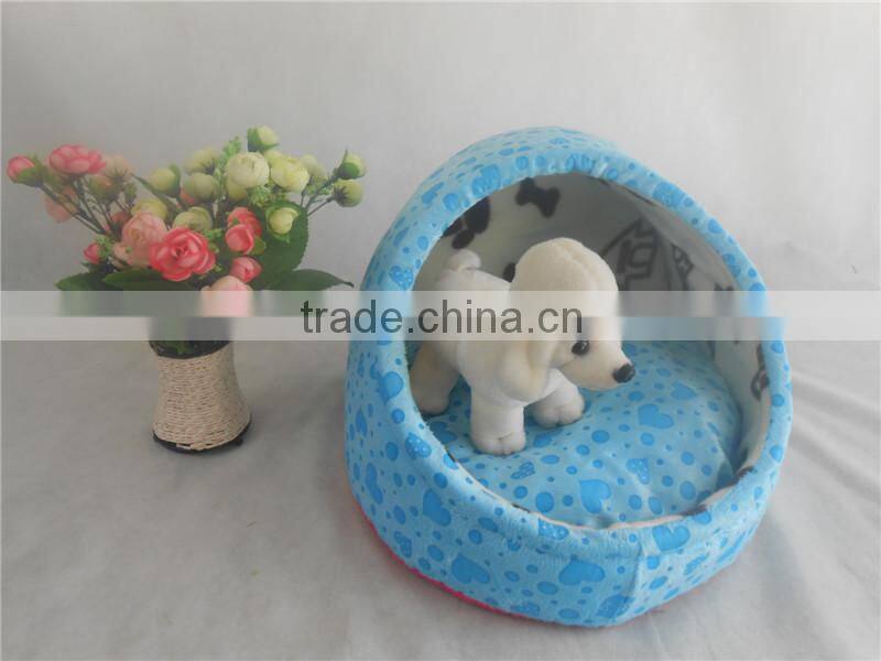 Blue Heart Egg Shaped Dog Bed, Pet Home with Washable Pillow