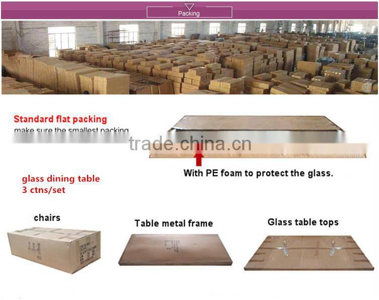 Foshan modern metal base 9mm thick rectangle black lacquer tempered glass dining table for 4 person