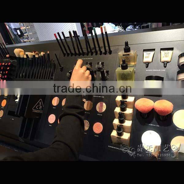 Professional 3ce cosmetic display stand,modern customized cosmetic display