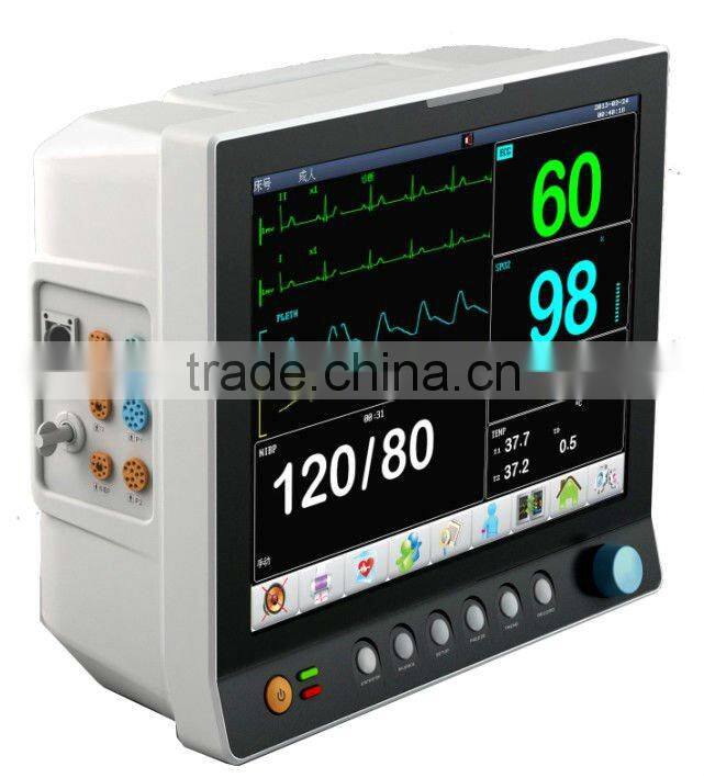 medical equipment six parameter monitor 12.1inch Touch screen CE marked ICU Bed monitoring