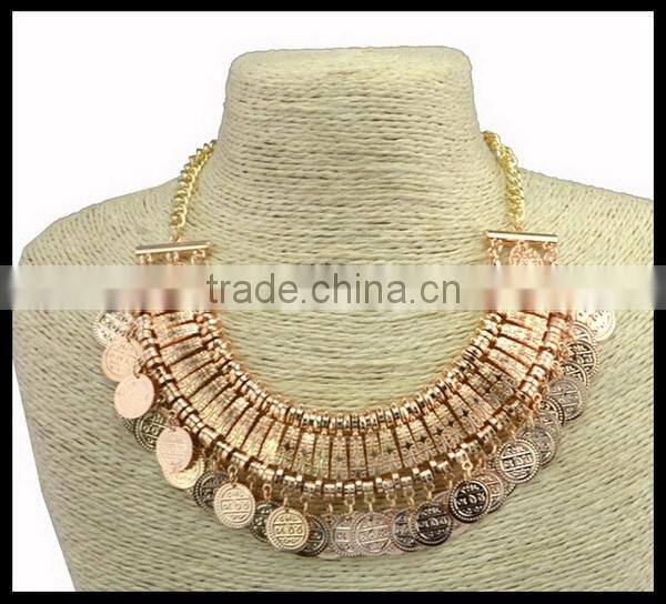 Turkish Indian alloy Boho Necklace coin statement necklace