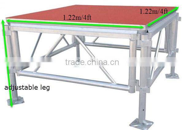 1.22x1.22m (4'x4') aluminum frame clear tempered glass stage platform
