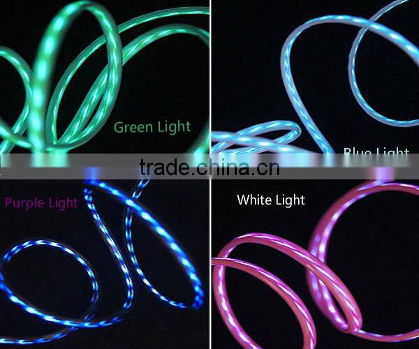 Mobile Phone Data Cable LED Light USB Cable For Android Smartphone