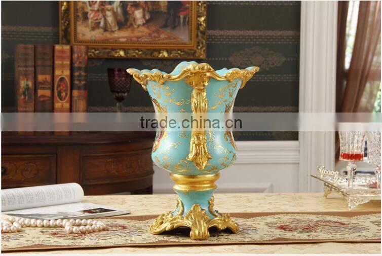 Antique brass European porcelain flower pots for home deco