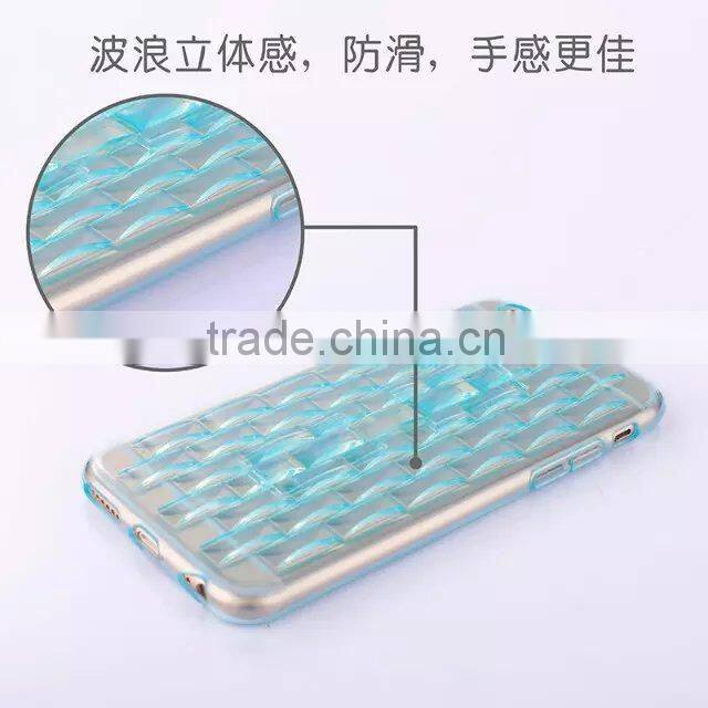Water wave ice engraving style clear crystal case for iPhone 6 ultralslim soft rubber stand back cover