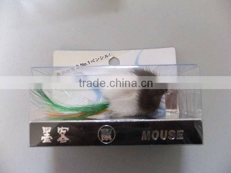 Nature feather sliver plastic tail Mouse fishing lure