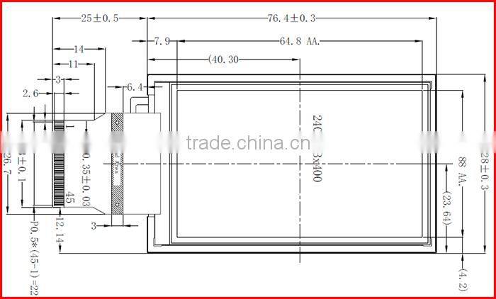 3.0inch 240*400 MCU interface tft sunlight readable transflective screen