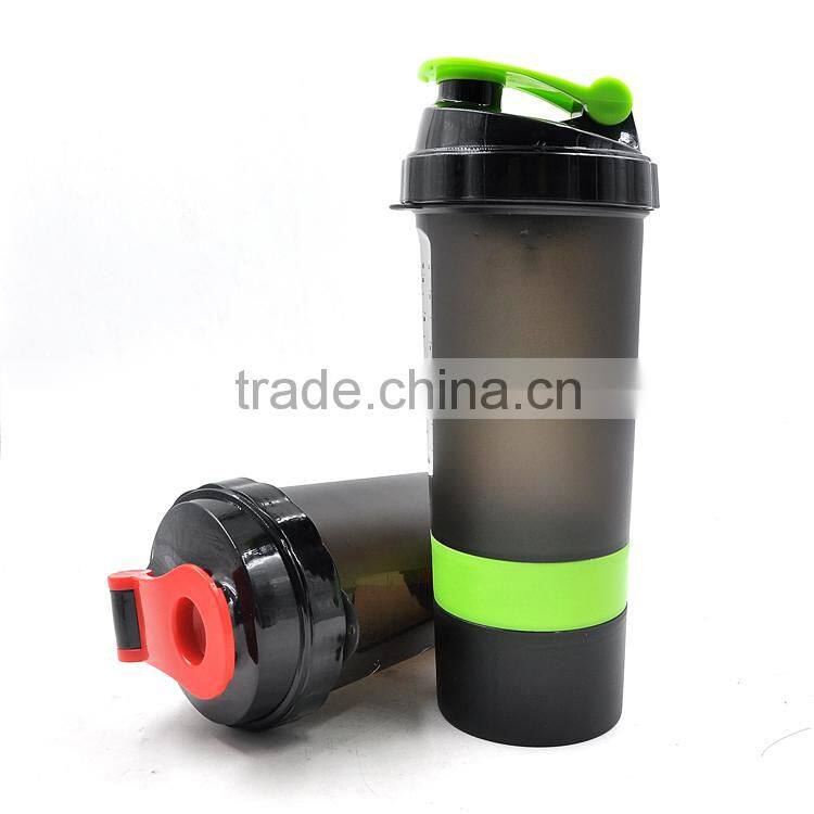 600ML BPA Free Plastic Protein Shaker Bottle with Pill Box & Powder Compartment