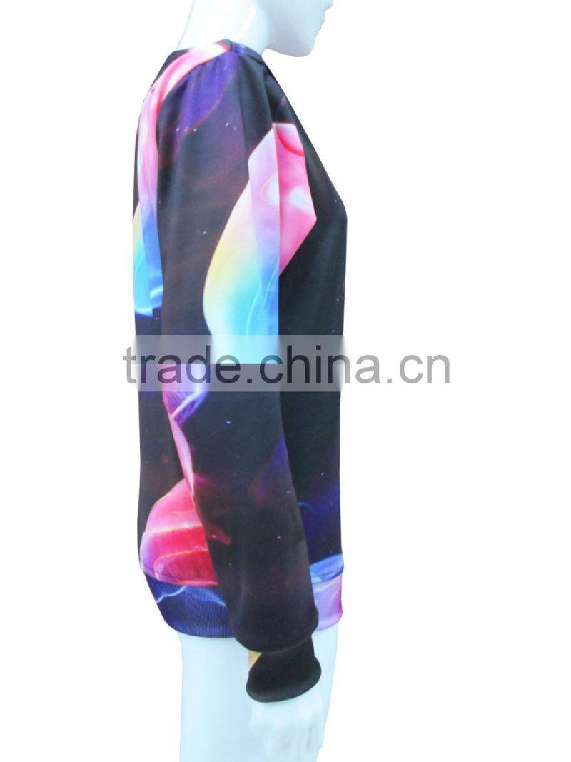 2014 printing special women sweatshirt with dye sublimation from shenzhen factory