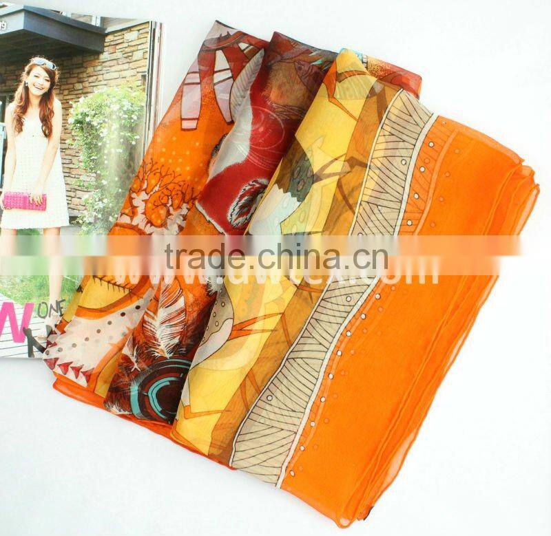 Digital print silk scarf