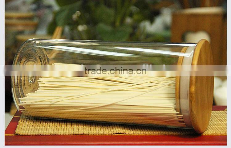 Good sales fancy glass jars ad lids with bamboo or wood