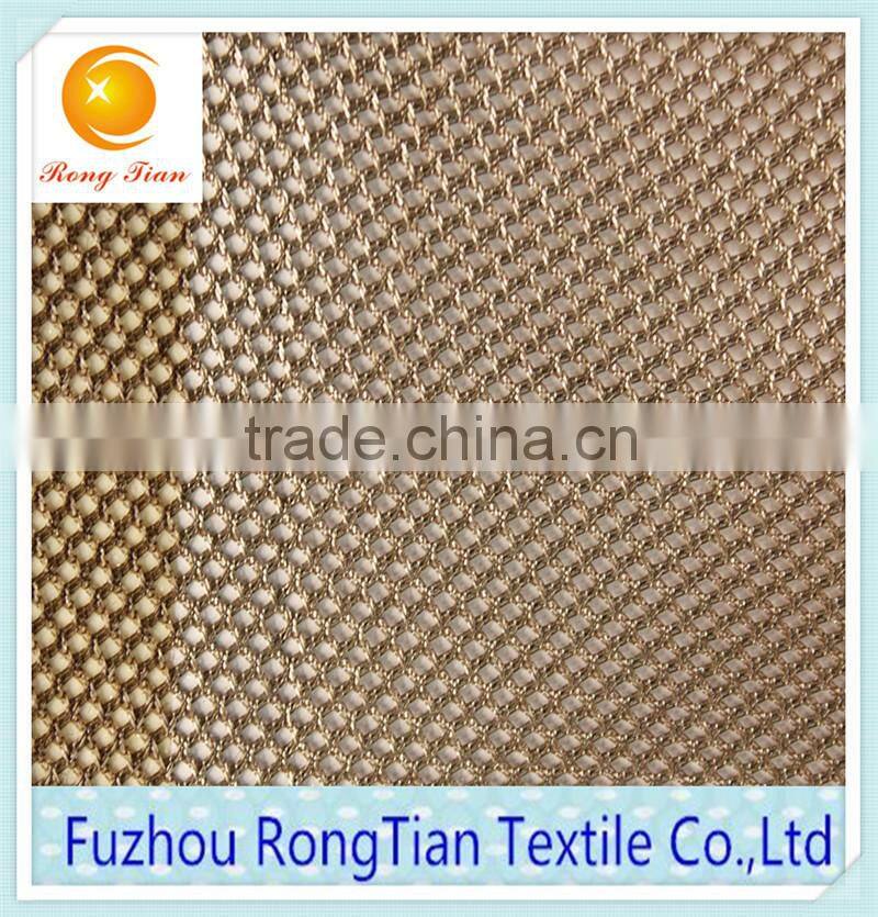 Best price polyester tricot shinny yellow diamond mesh net fabric for cloth lining