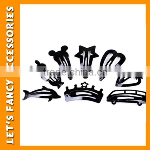 PGHD0593 Wholesale mixed design black hair accessories children snap metal hair clips