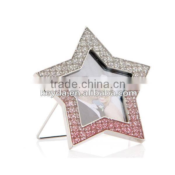 Jeweled Pewter Photo Frame in Heart-Shaped with Crystal