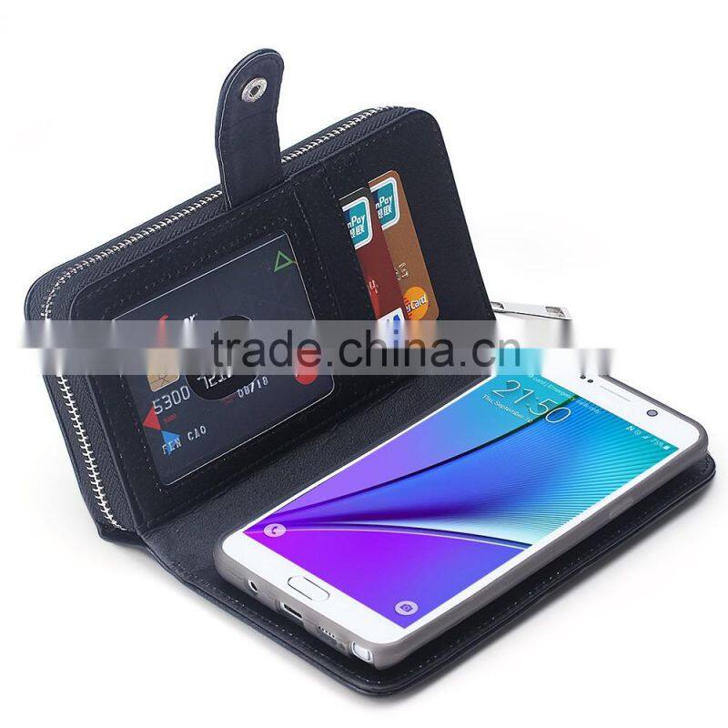 Professional PU Leather Wallet Mobile Phone Cover For Samsung Note 5