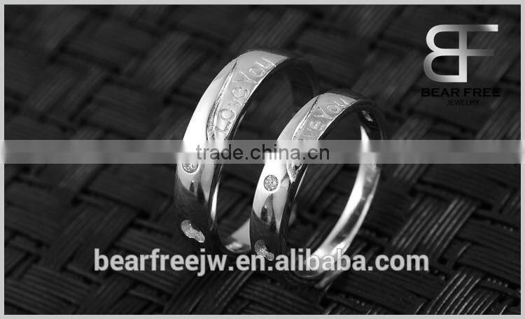 Fashion 925 Sterling Silver " Love You" Couples Promise Ring Mens Womens Engagement Wedding Bands