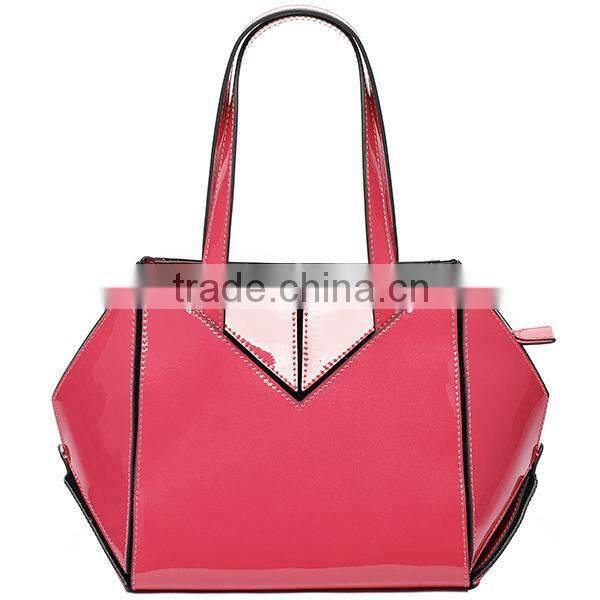 Ladies unique sexangle charm shape pink color candy handbags
