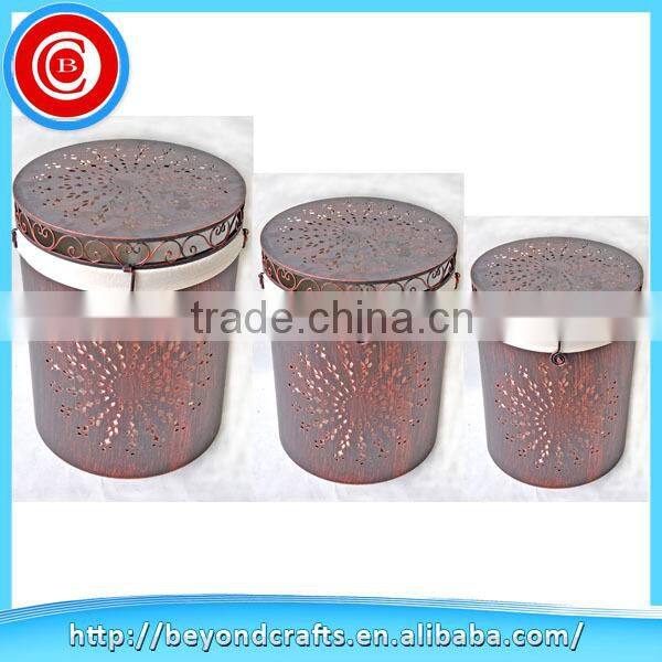 Made in China S/3 Brown Metal Laundry Hamper