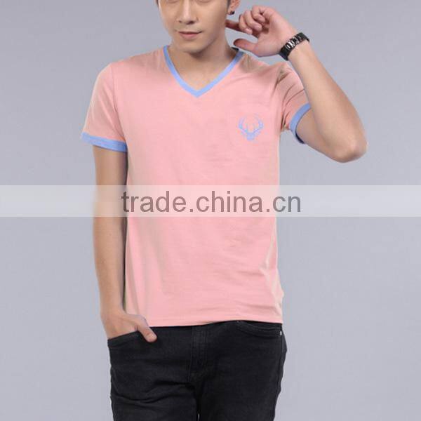 Wholesale V-neck short sleeve men t-shirts (lyt010006)