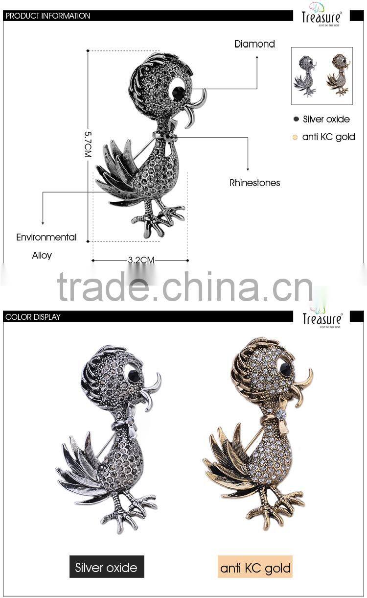 Christmas present gun black and golden duck alloy and rhinestone brooch jewelry for women and men