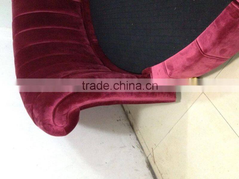 Hotel Bedroom Furniture Fabric Round Bed Glod Leaf Classic Solid Wood Legs DHR01