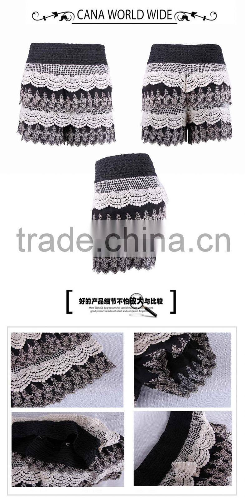 2015 good quality cheap price thin lace screen cloth shorts