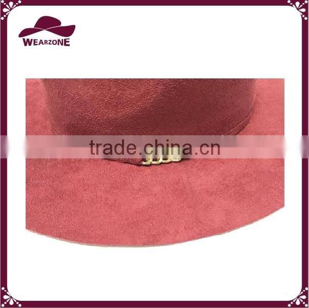 2016 hot selling faux suede panama hat with chain trim