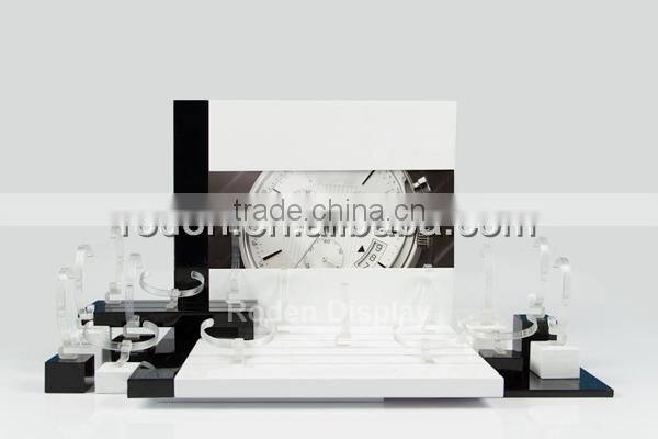 2016 Modern Design Luxury Watch Brand Black and white Acrylic display sets