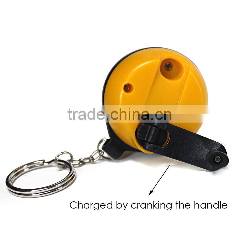 LED Hand-Crank Keychain Flashlight Dynamo Torch