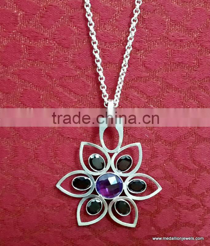 Tanzanite Oval Cabochon 925 Solid Sterling Silver Necklace, Designer Sterling Silver Gemstone Necklace, Bezel Gemstone Necklace