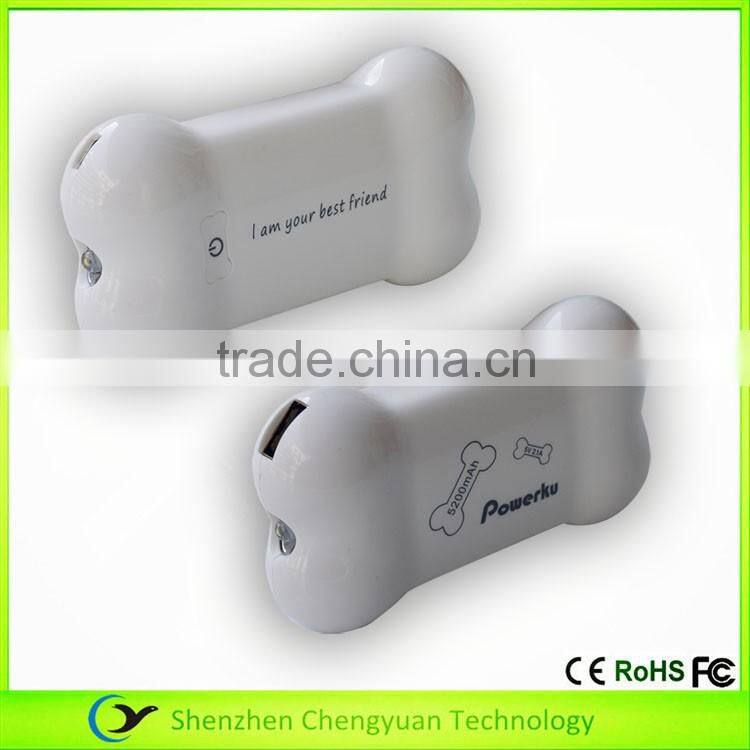 Wholesale Full Capacity Lovely Power Bank 5200mAh portable phone charger With LED