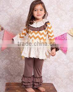 Yiwu koya christmas Stripes Outfit Kids Winter Boutique Giggle Moon Remake outfit with pant Ruffle adorable Baby Girl Outfit