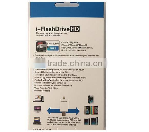 Bulk new white 8GB/16GB/32GB i-flash drive HD OTG usb flash drive for Iphone5/6