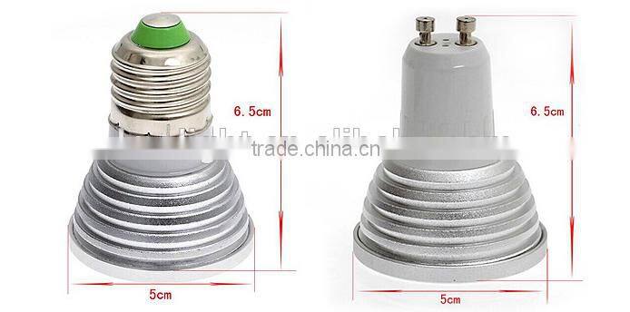 CE MR16 GU10 E27 rgb spotlight led 3W with IR remote control