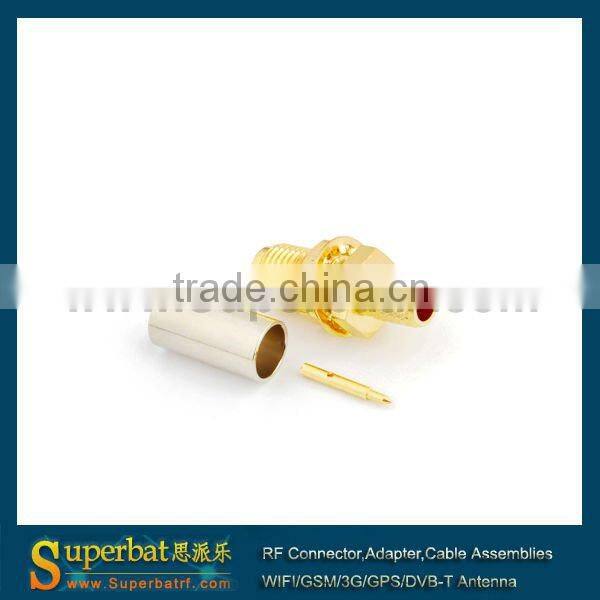 RP-SMA Crimp Jack(male pin) bulkhead connector for LMR195 usb adapter with sma rf crc9 to rp sma female