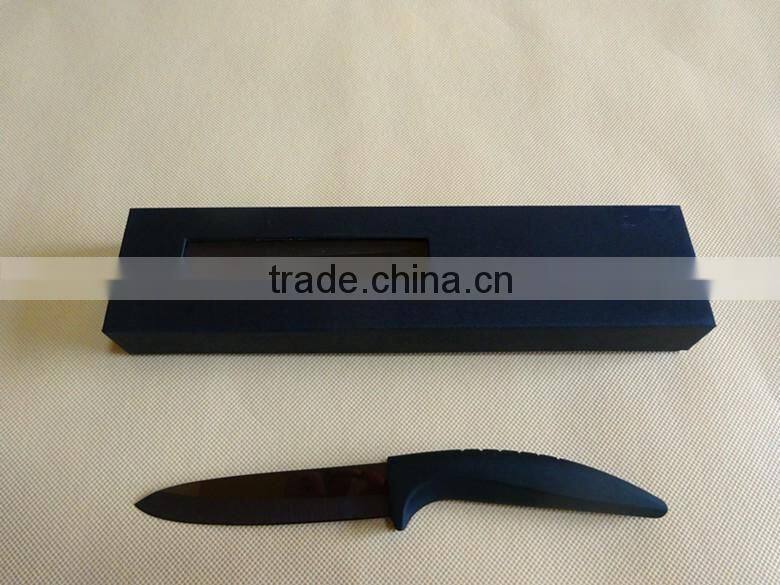 Ultra Sharp 4 inch Black Blade Ceramic Paring Chef Knife, satin finish, black handle in black window box