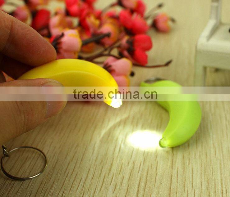 Fashion cute cartoon red led banana keychain
