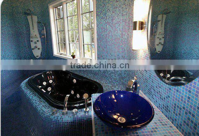 Blue gold silk pool mosaic glass tiles HG-GX003