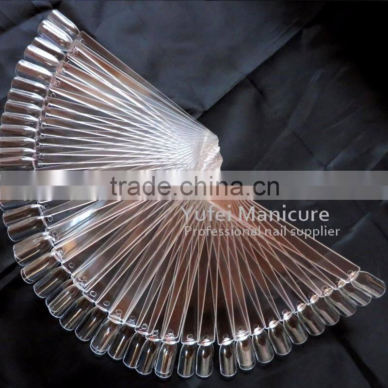 50pcs Clear Nail Art Tips Color Pop Display Fan False Practice Sticks