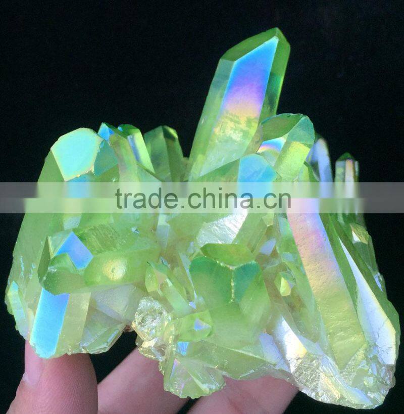 large green electroplating crystal cluster for selling
