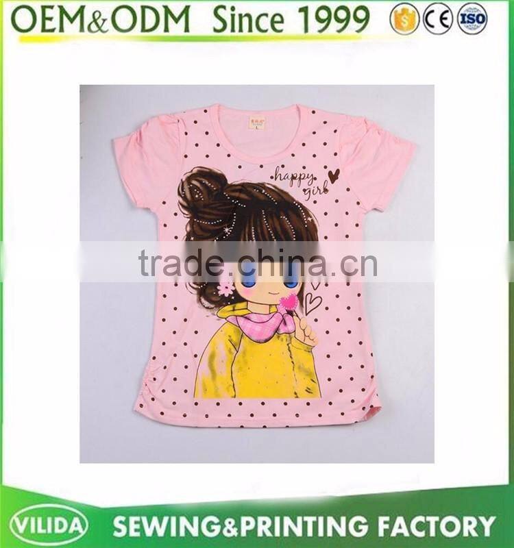 Fashion Girl printed Summer Casual T Shirt With Pattern Soft Cotton Cute Kids Clothes For 3-12 Years