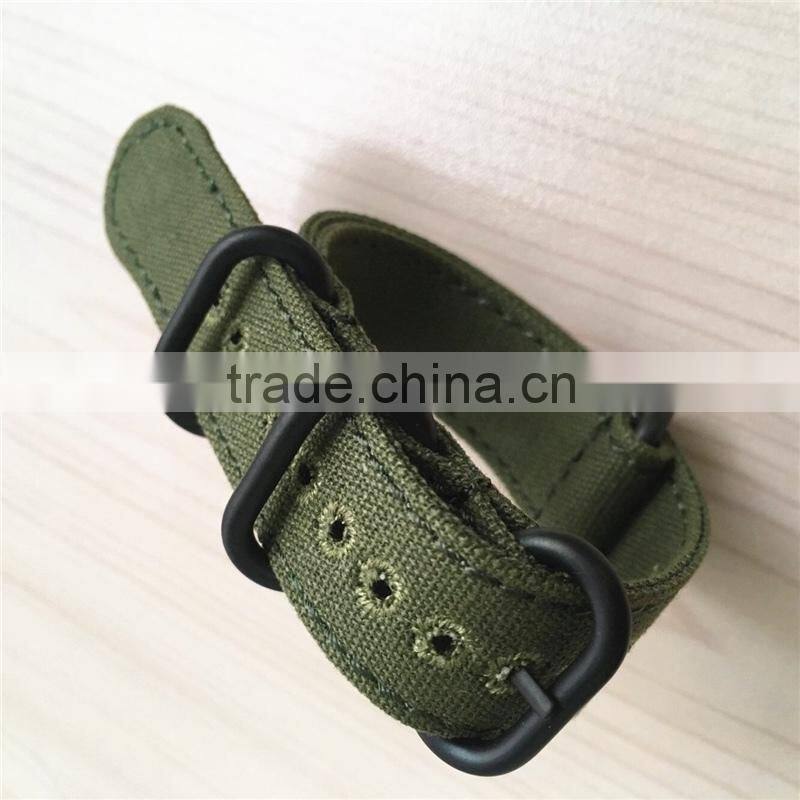 PVD Black Coating Stitched Hole Cotton Canvas Wrist Band